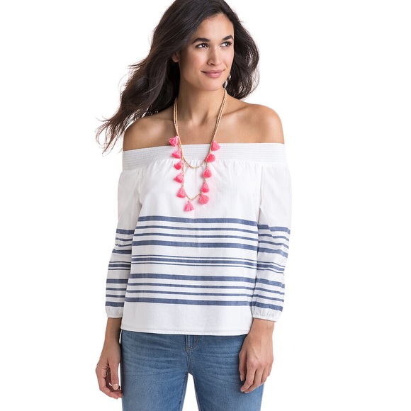 BOGO 🎊 Vineyard Vines Breaker Stripe Off The Shoulder Top - Picture 3 of 6